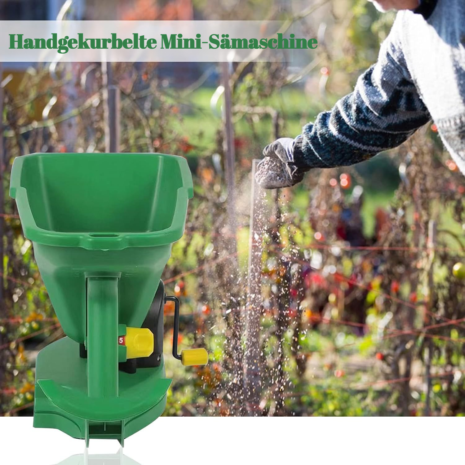 Handbetriebener Saatgutstreuer für draußen