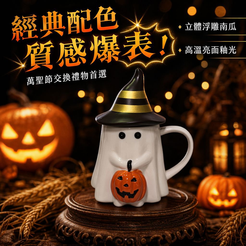 魔法南瓜精靈馬克杯 萬聖節幽靈情侶杯