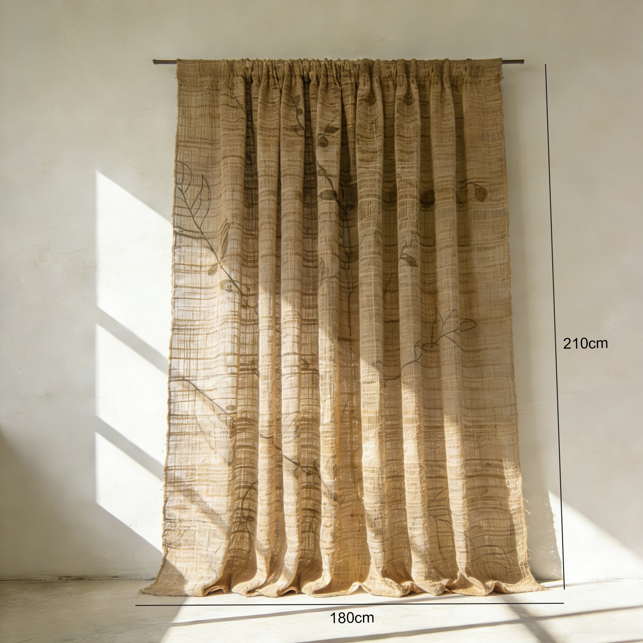 Cortinas ecológicas de yute instaladas en una ventana