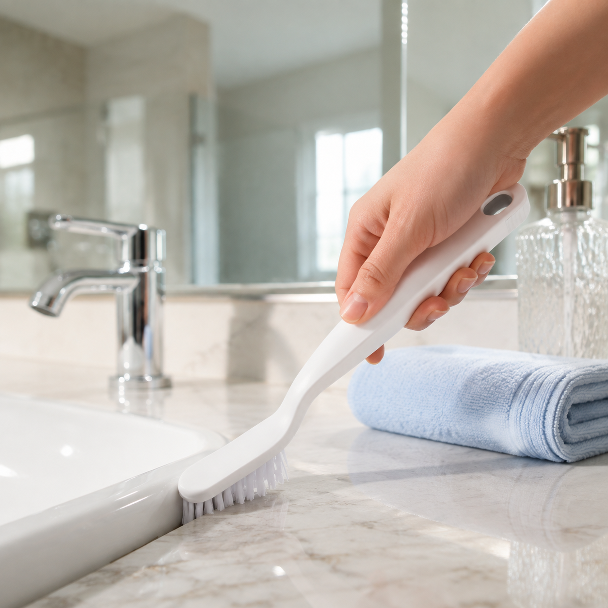 Deep cleaning brush for grout and tile gaps