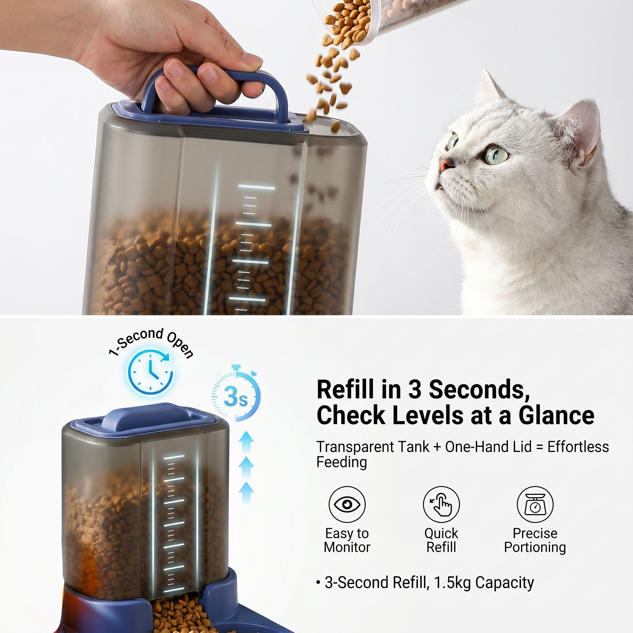 Universal Automatic Feeder for Cats and Dogs with Large Capacity Water Bowl