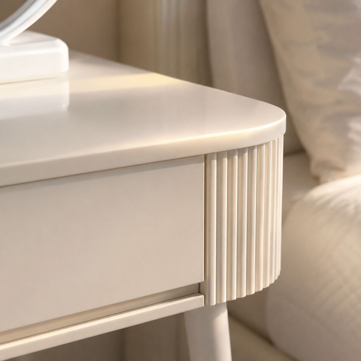 Elegant dressing table with stool in bedroom