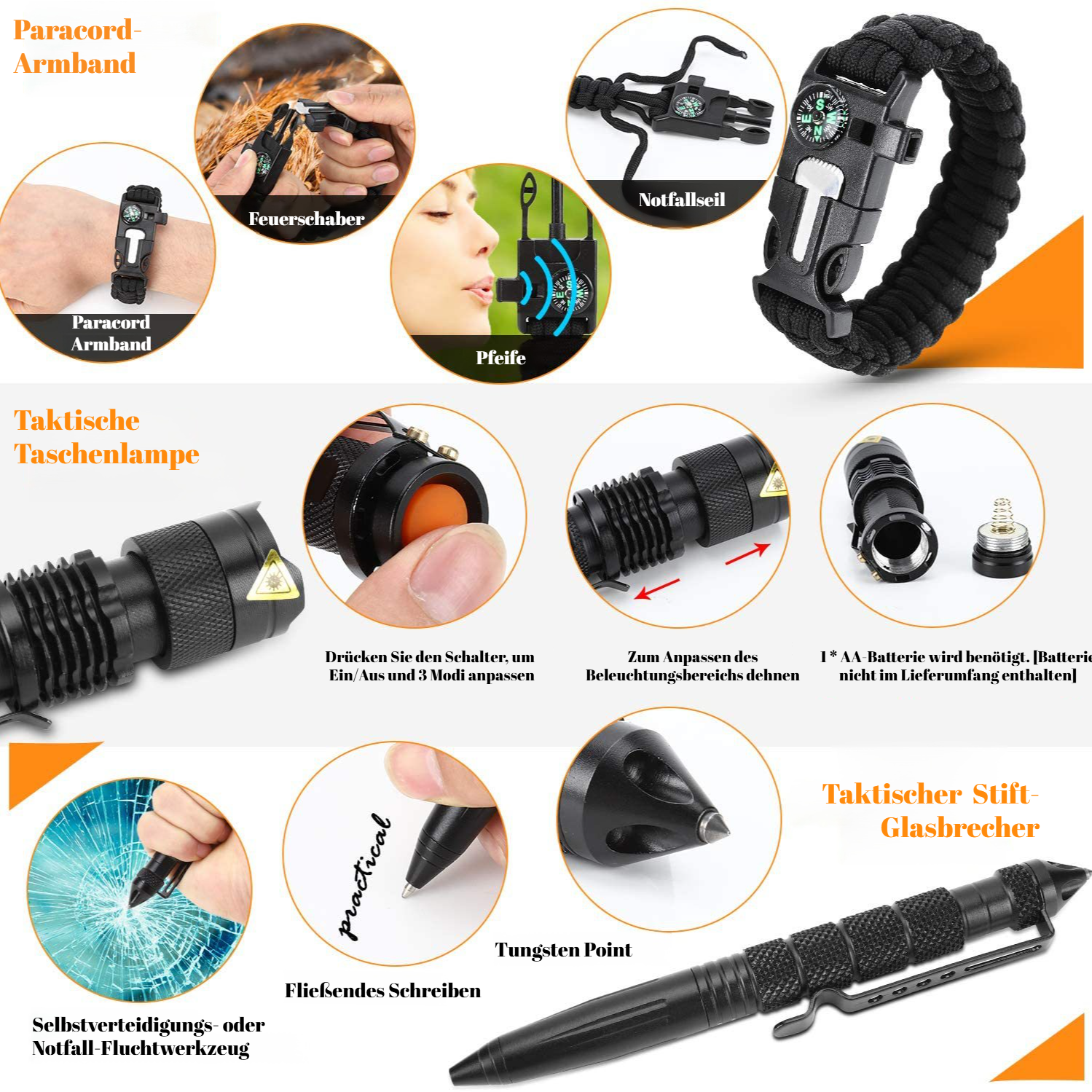 Kompaktes Outdoor-Survival-Werkzeugset