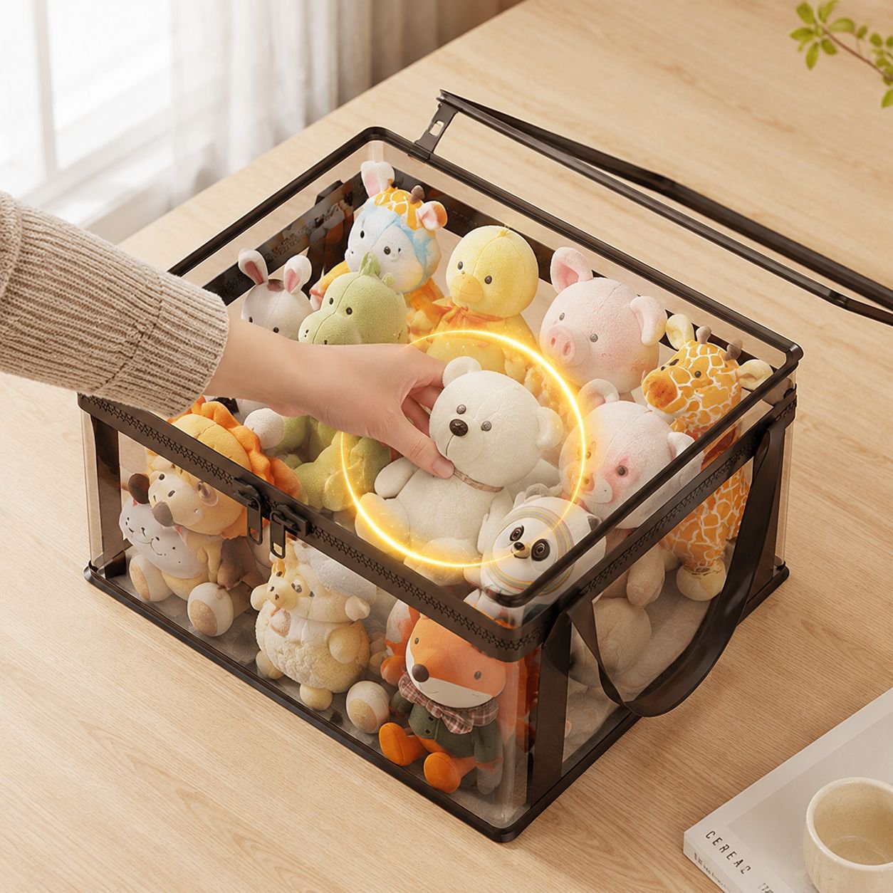 투명 뚜껑이 포함된 다용도 가정 정리함