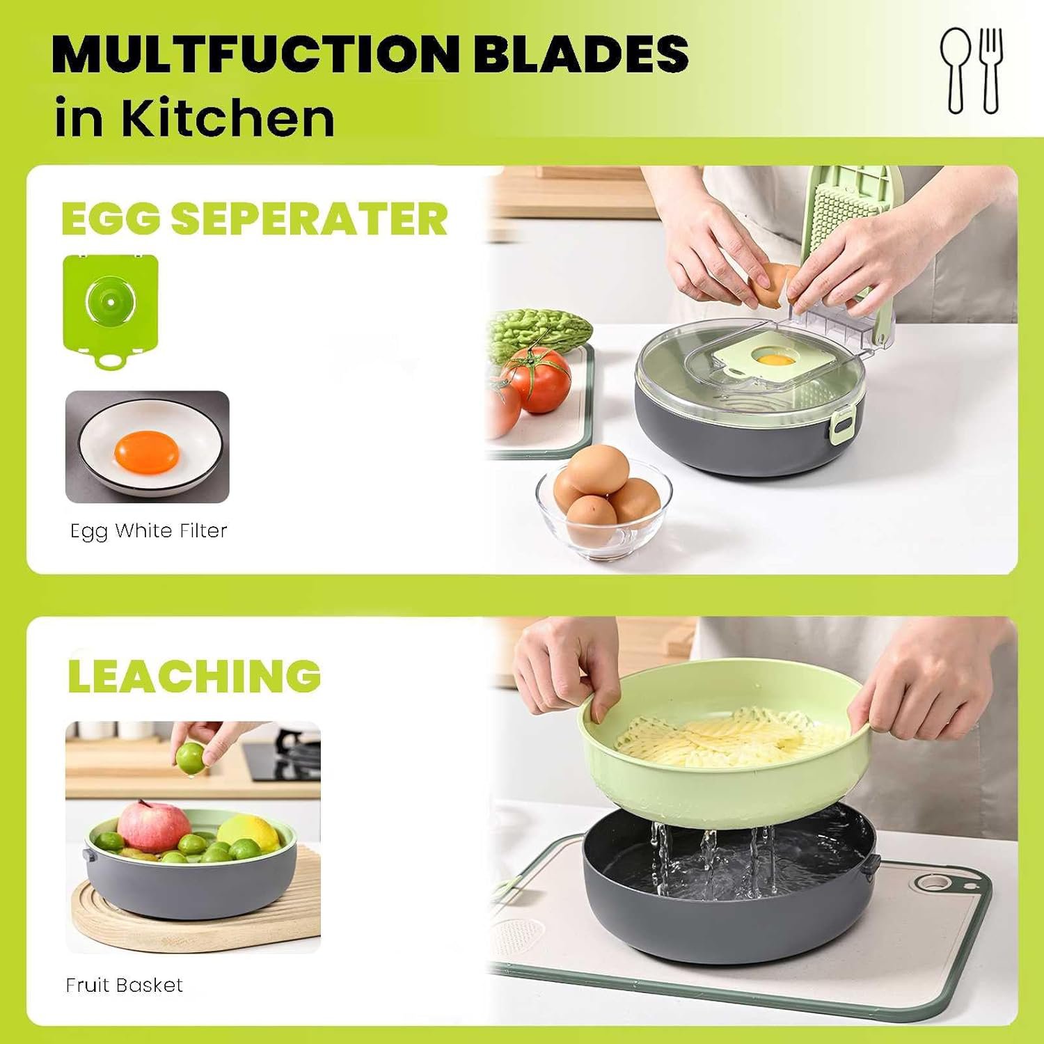 10-in-1 Vegetable Chopper with Drain Basket