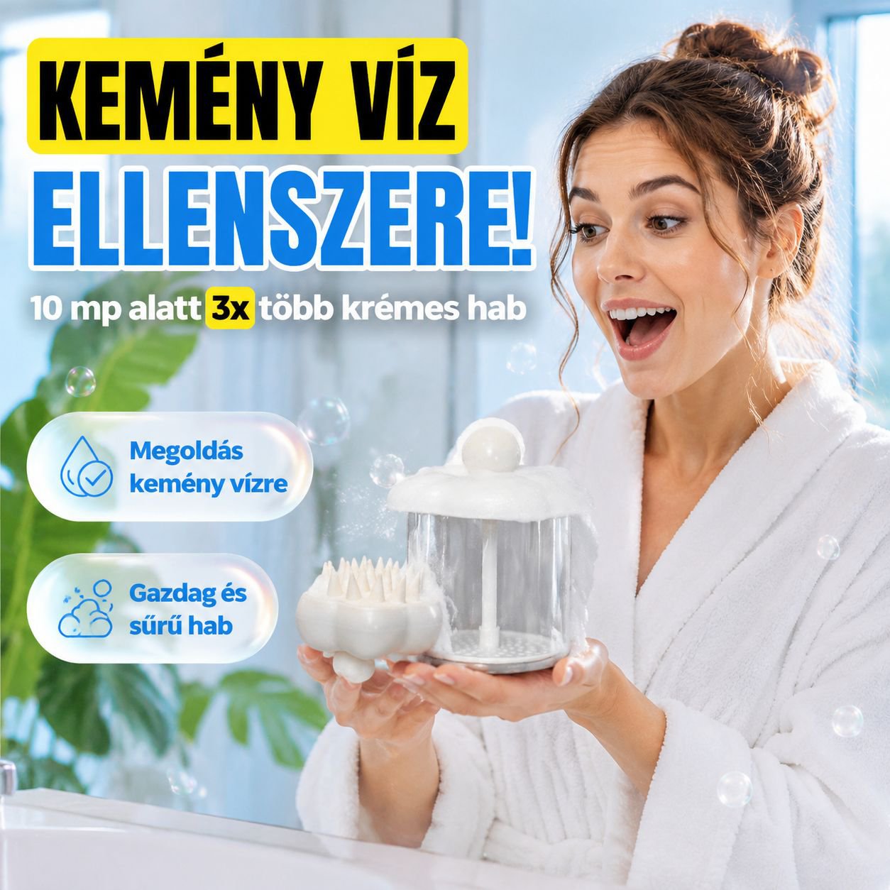 Fejbőr masszázs szilikon kefe habosító palack szett