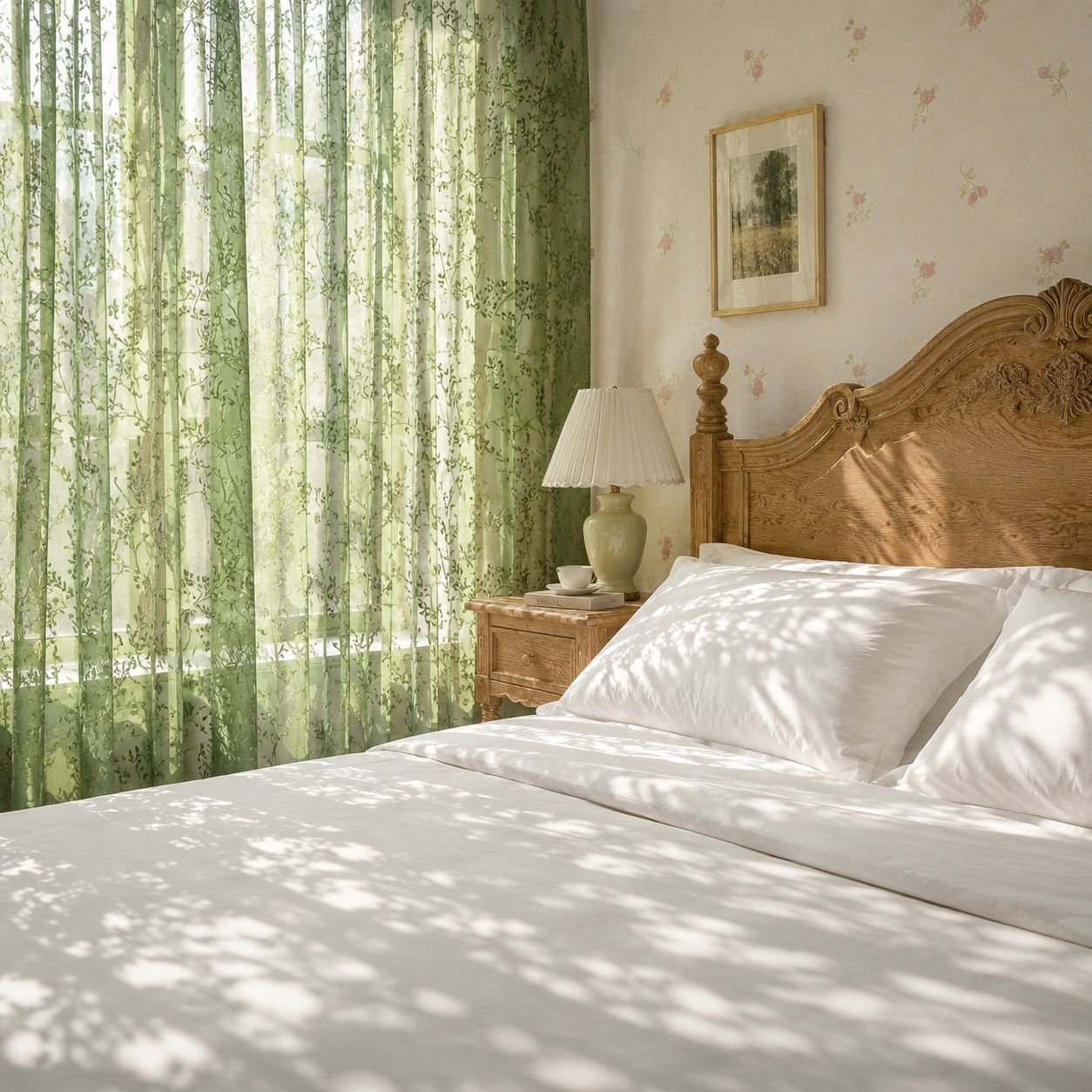 Tree Branch Decor Blackout Curtain Fabric Luxury Transparent Window Screen