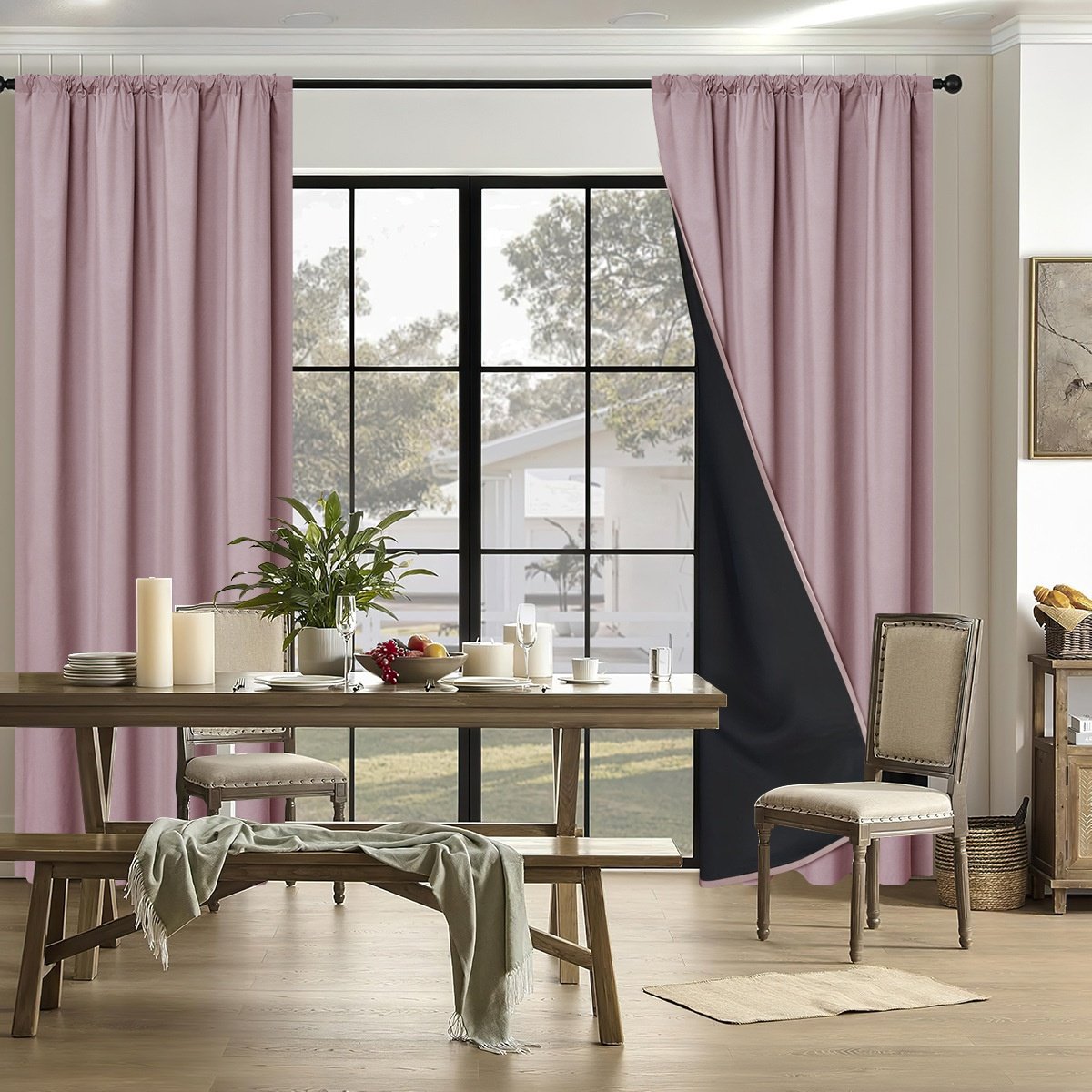 Sun-blocking Thermal Curtains Complete Blackout for Living Room Home Decor