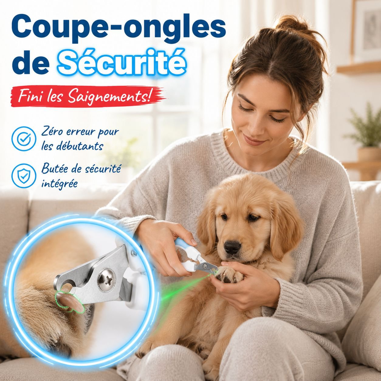 Kit coupe-ongles pour chats et chiens, avec lime en acier inoxydable