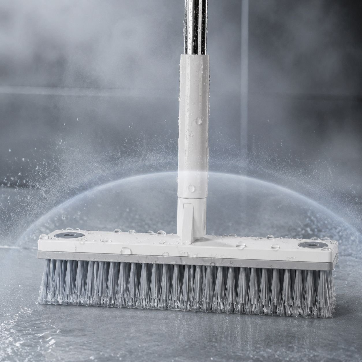 Floor cleaning brush removing dirt from narrow gaps