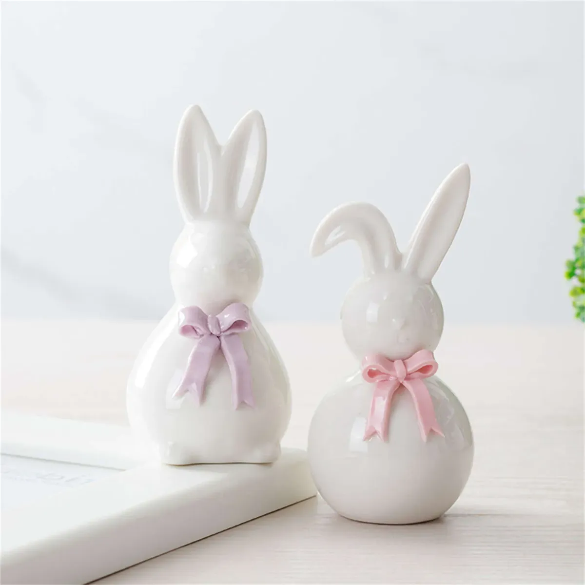 Adornos de conejos de cerámica