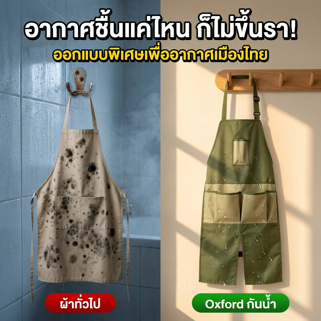 ผ้ากันเปื้อนทำสวนอเนกประสงค์ ผ้าอ็อกซ์ฟอร์ด มีกระเป๋าหลายช่อง ขยายยาว ปกป้องขา