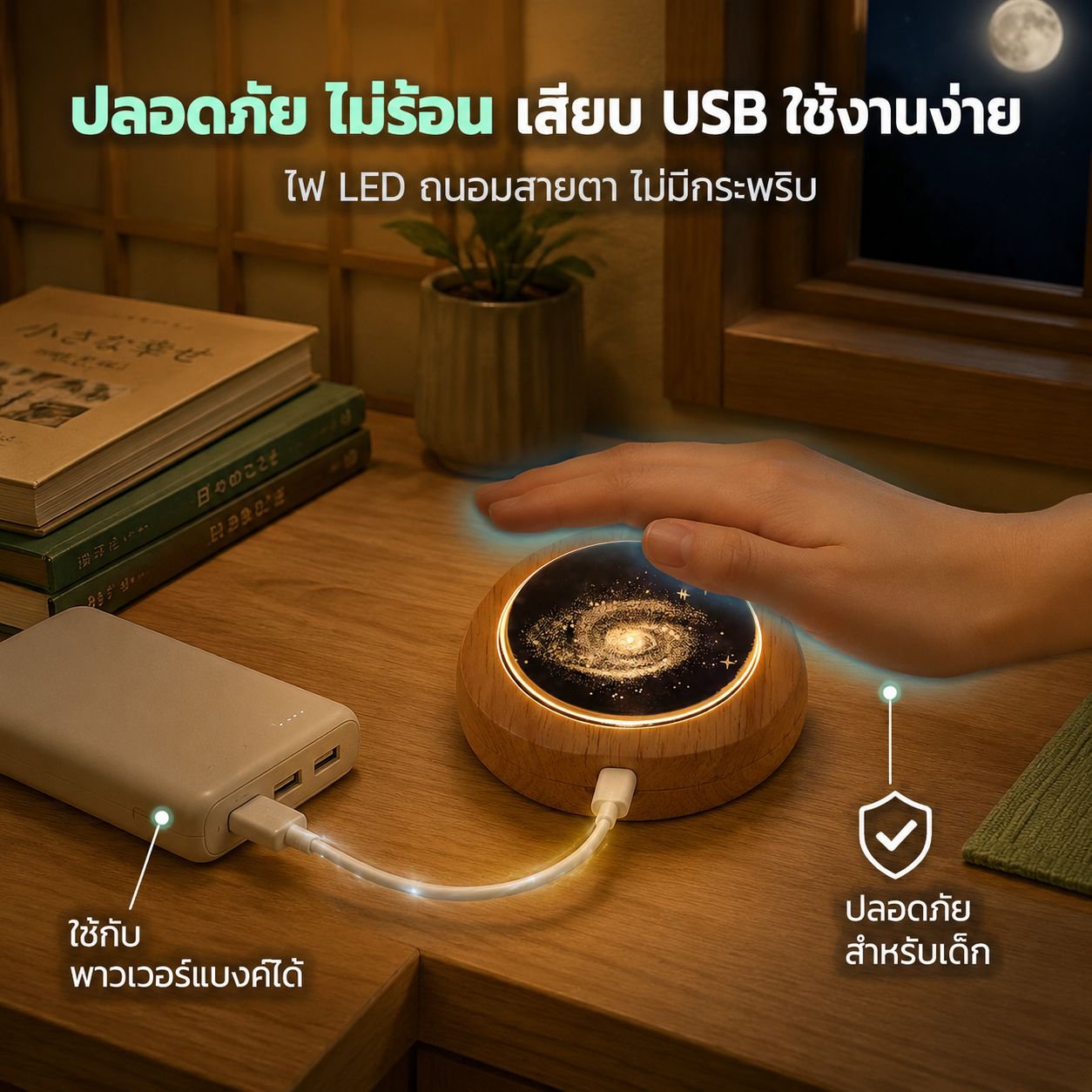 โคมไฟกลางคืนคริสตัลเรืองแสงรูปดาวเคราะห์ ของขวัญสำหรับนักเรียน