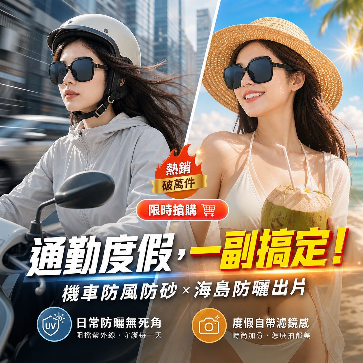 超大漸變色時尚墨鏡女