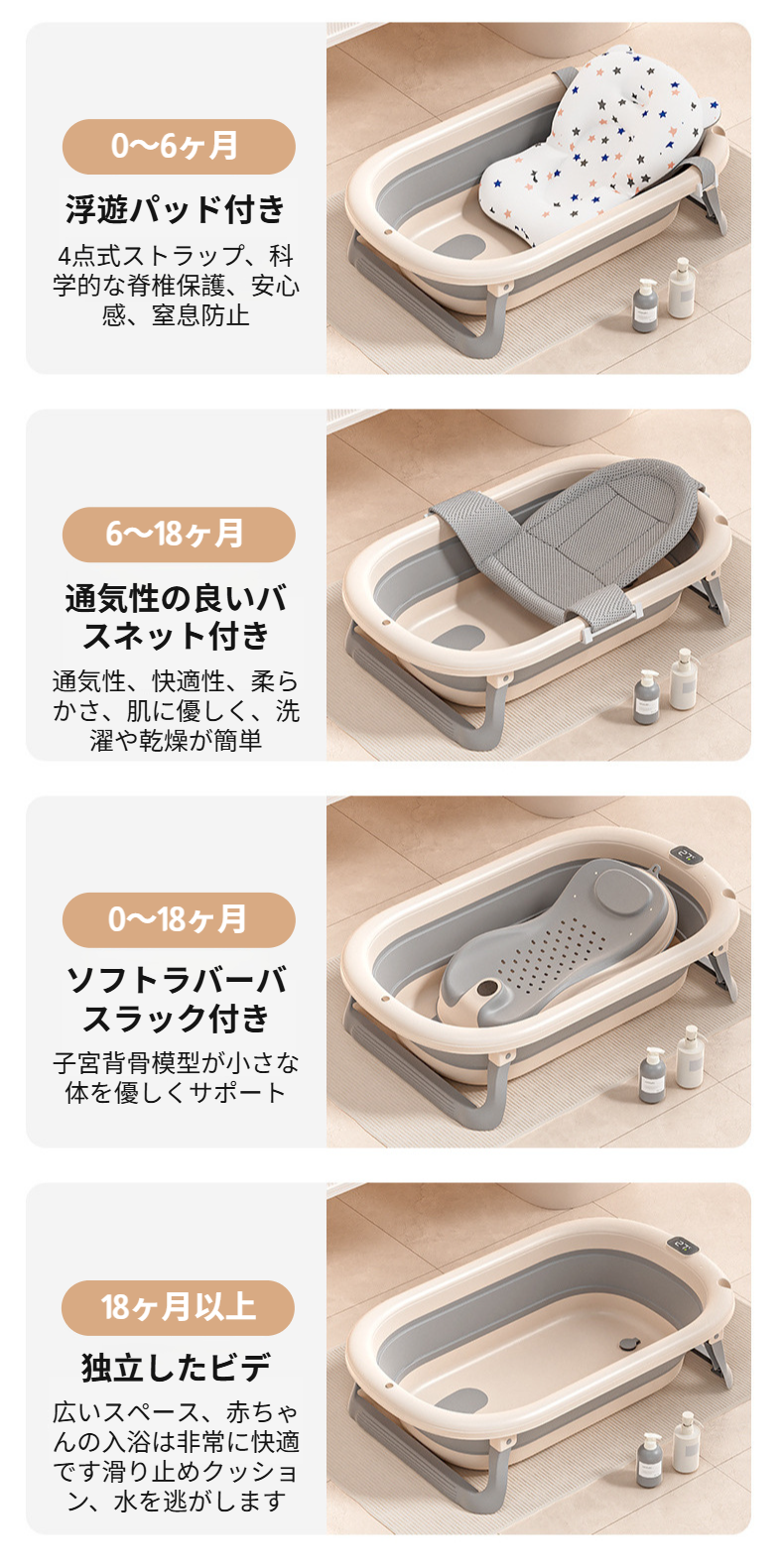 ベビーバスタブの組み立て・折りたたみ方法紹介