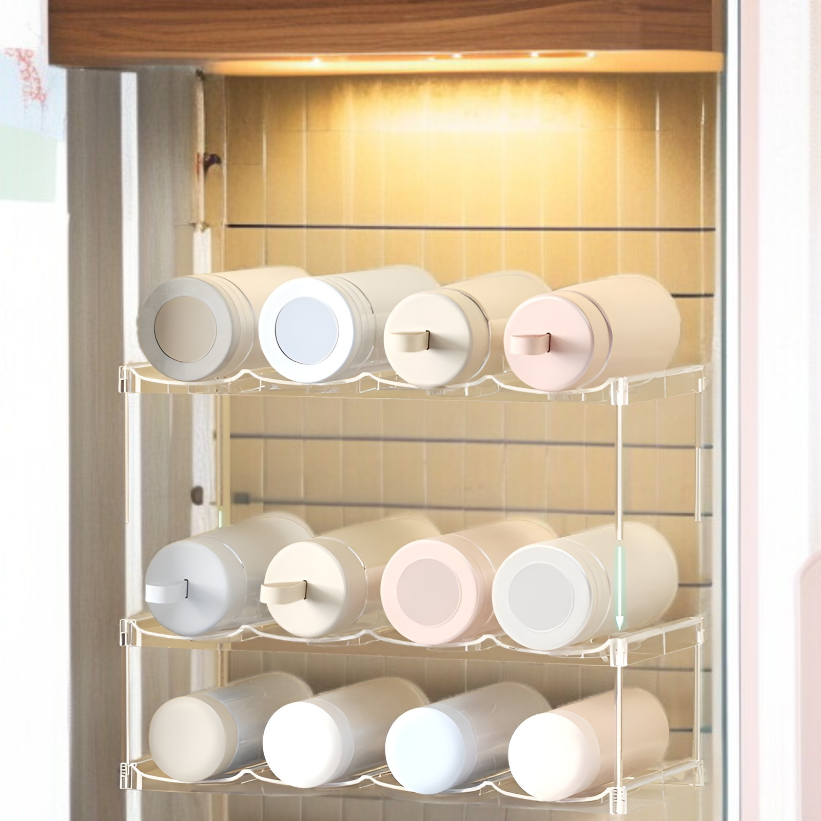 魔法瓶カップラック透明家庭用ウォーターカップ収納ラックリビングルームデスクトップ多層スタッキングカップ収納ラック