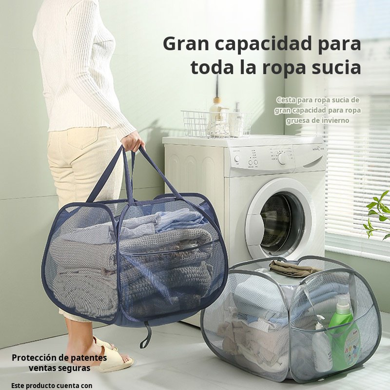 Cesta de ropa sucia plegable de gran capacidad de 90L, cesta de ropa sucia de gran apertura, cesta d