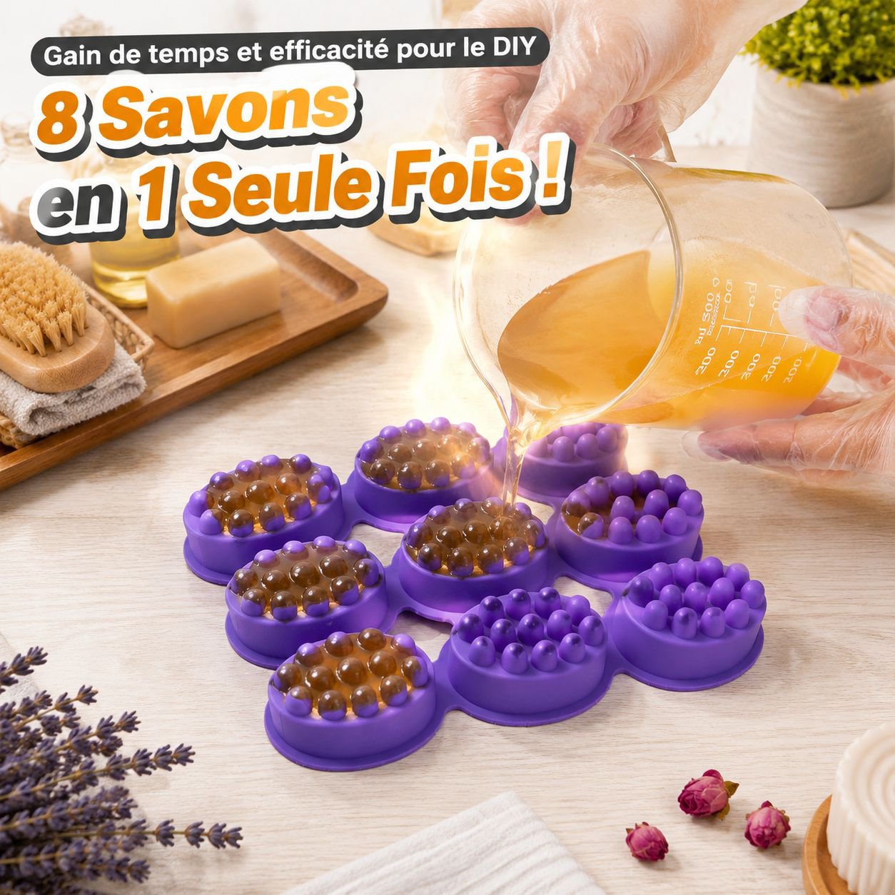 Moules en silicone alimentaire multifonctions pour savon, moules à gâteaux faciles à démouler