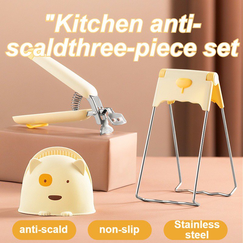 Three-Piece Stainless Steel Heat-Resistant Kitchen Gripper Set