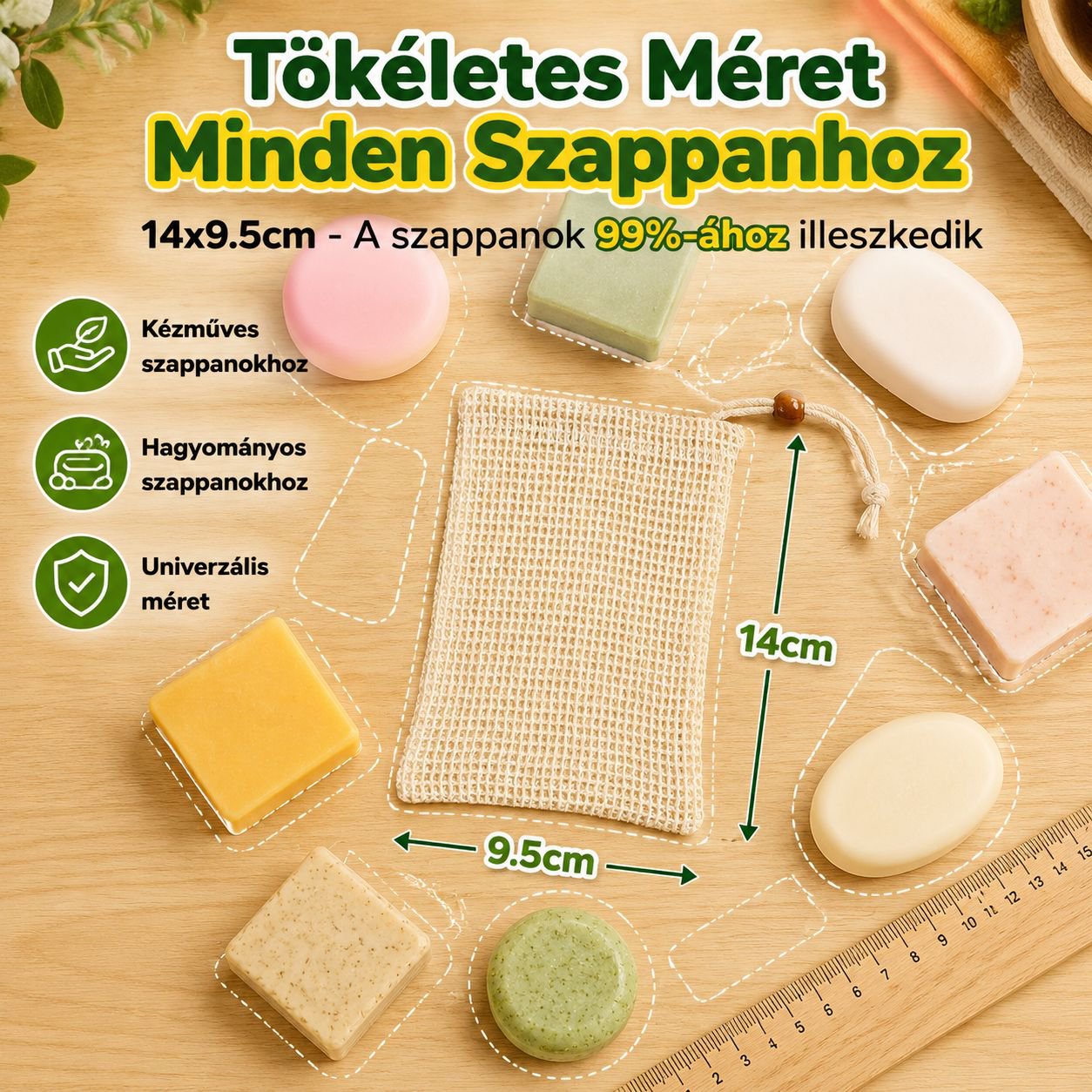 Otthoni fürdőszobai lenvászon kézműves szappanzsák, többszörös használatra, habhálós szappanzsák