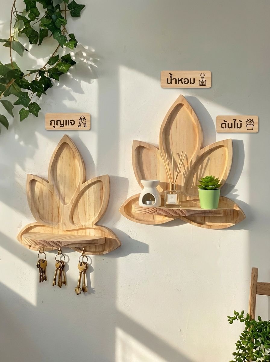 ชั้นวางของติดผนังรูปดอกบัวสำหรับบ้าน