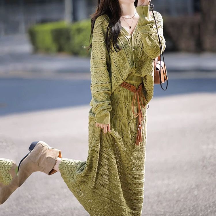 Your Name スーツ｜女性用ニットカーディガンスカート新しいコットンカジュアルスーツ