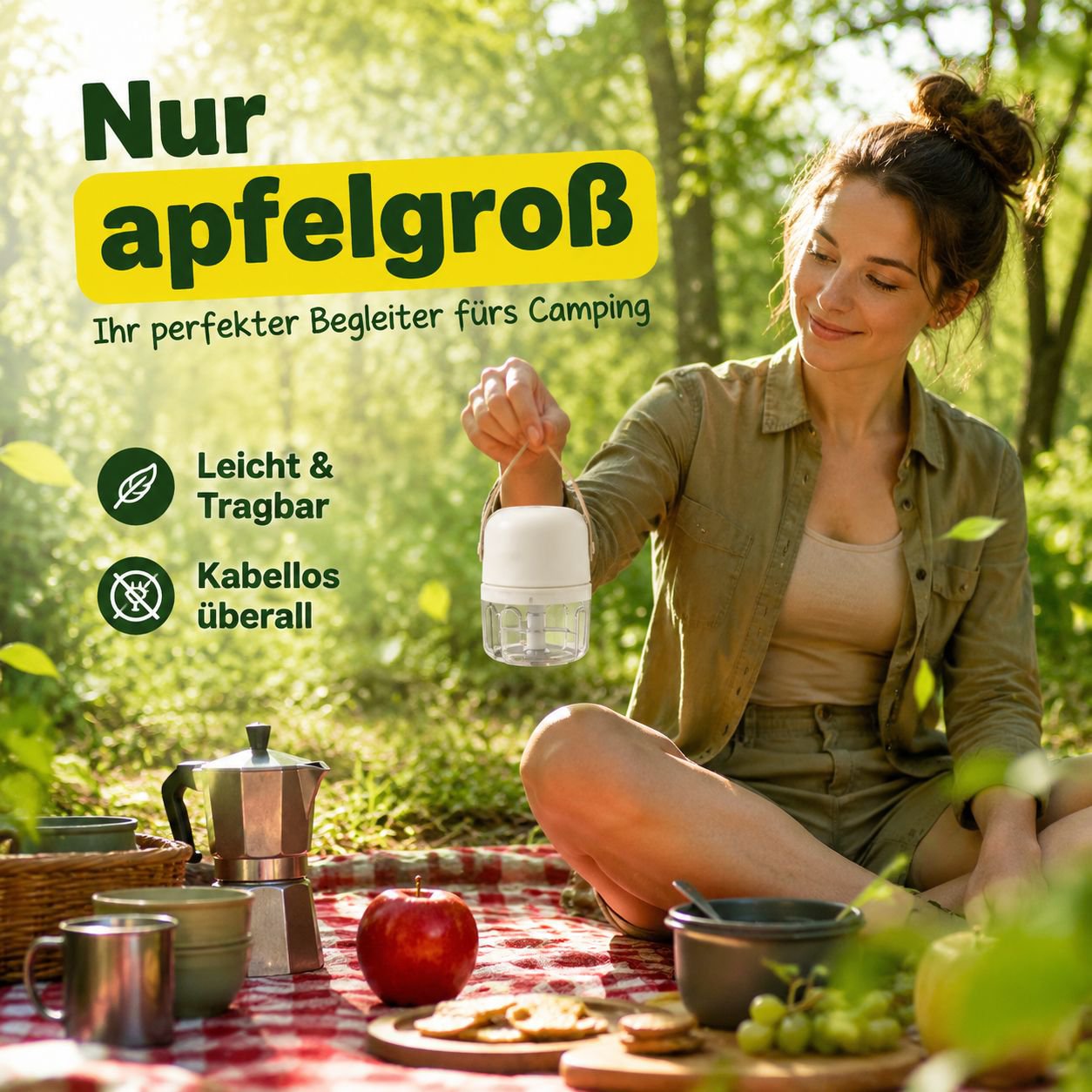 Kompakter Allzweckmixer zum Zerdrücken von Knoblauch und Hackfleisch