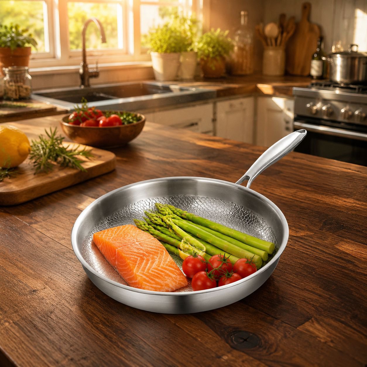 Uncoated non-stick frying pan