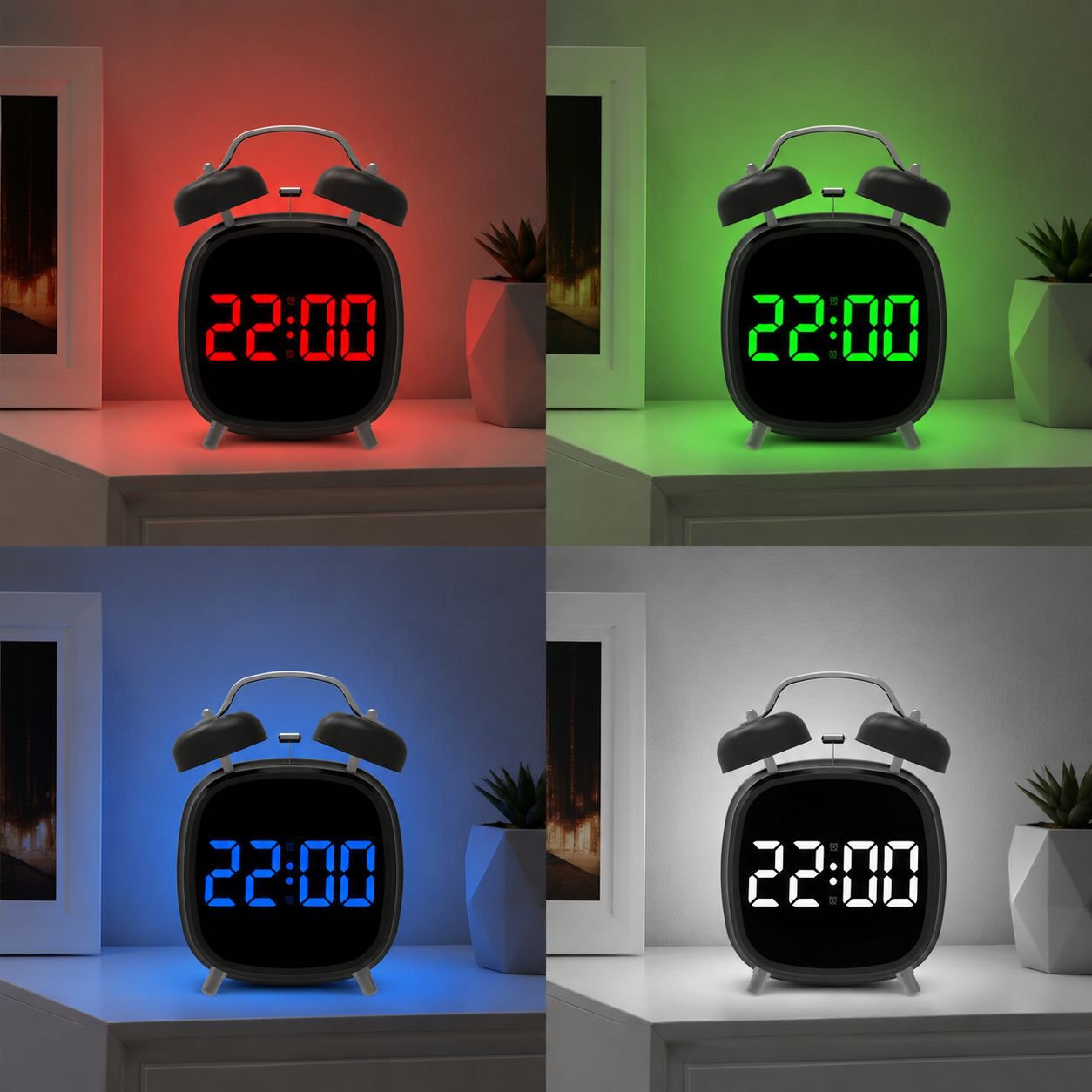 Close-up of powerful loud bell alarm clock
