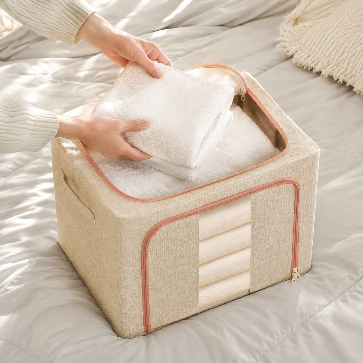 Boîte de rangement pliable design naturel