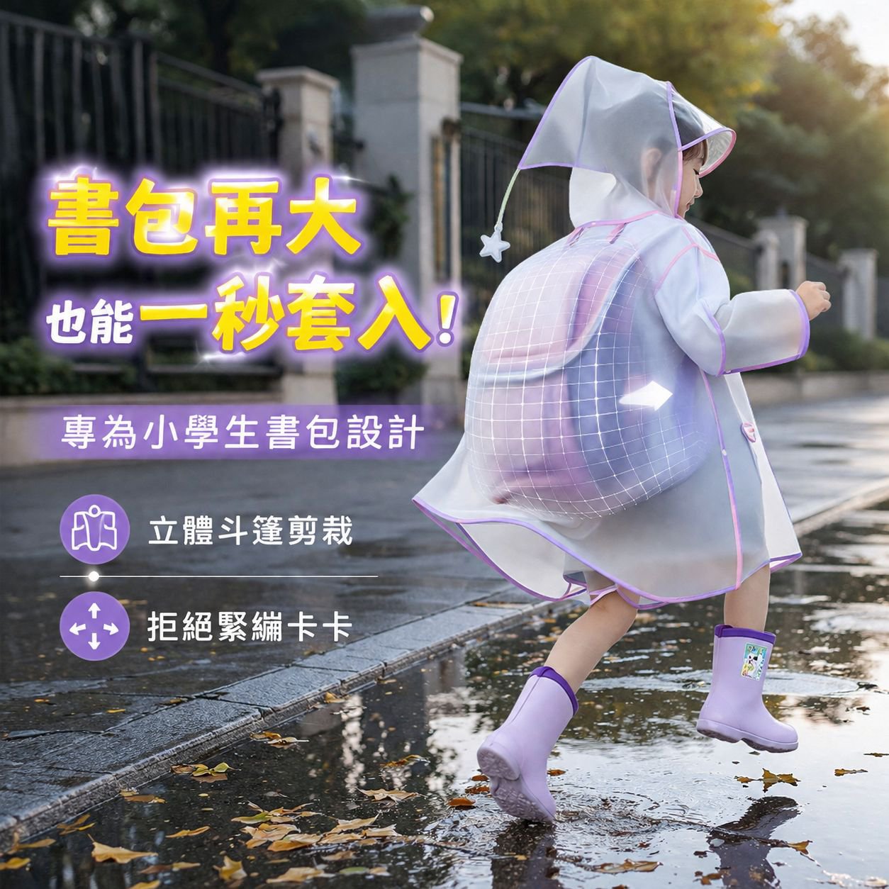 上學專用兒童防水雨衣 卡通透明加厚EVA雨披