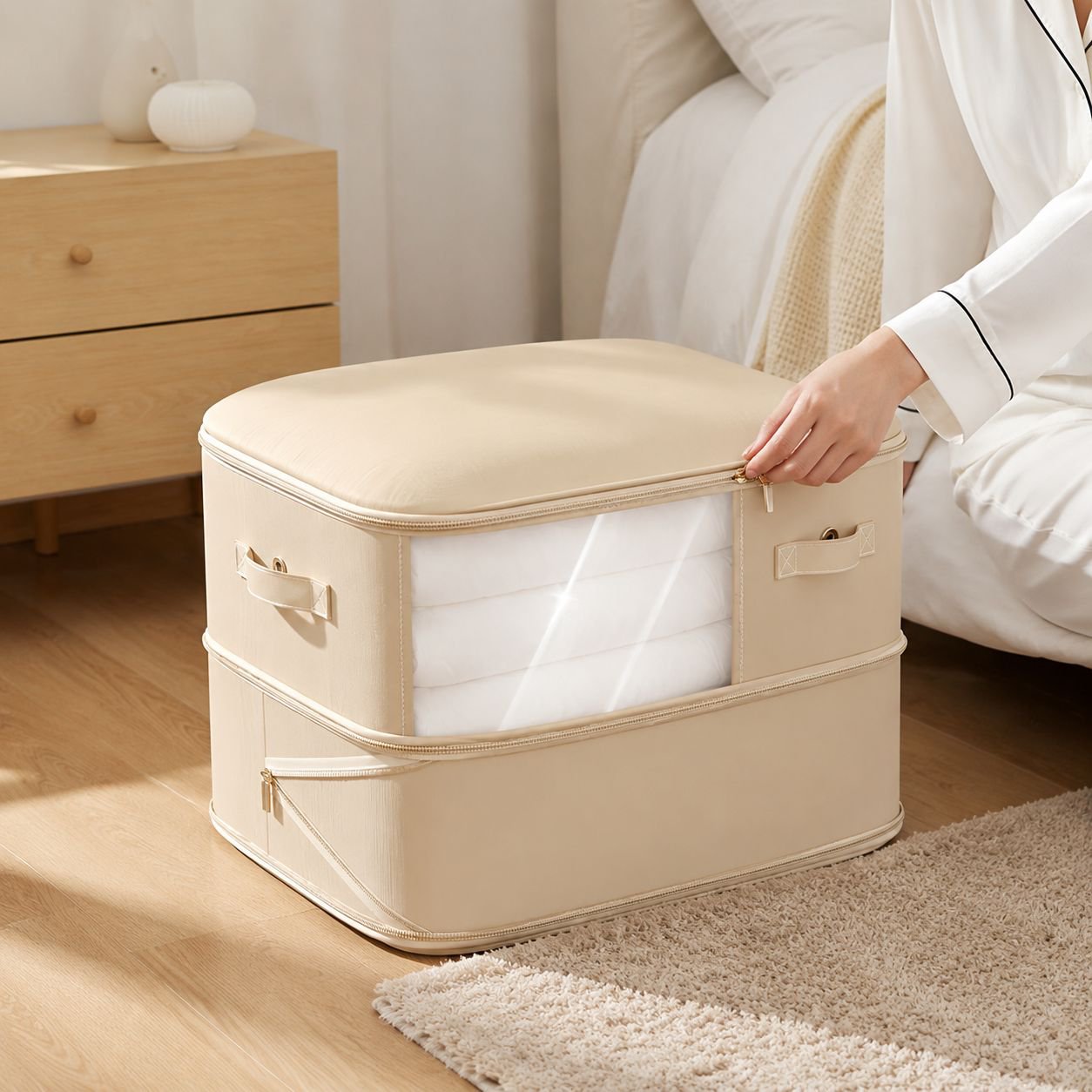 Quilt-Aufbewahrungstasche, Kompressionstasche für Kleidung, geeignet für den Kleiderschrank