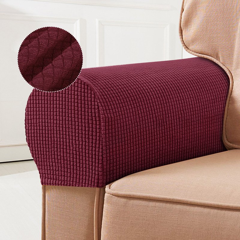 Plaid Fabric Sofa Armrest Protector Stretch Cover for All Seasons