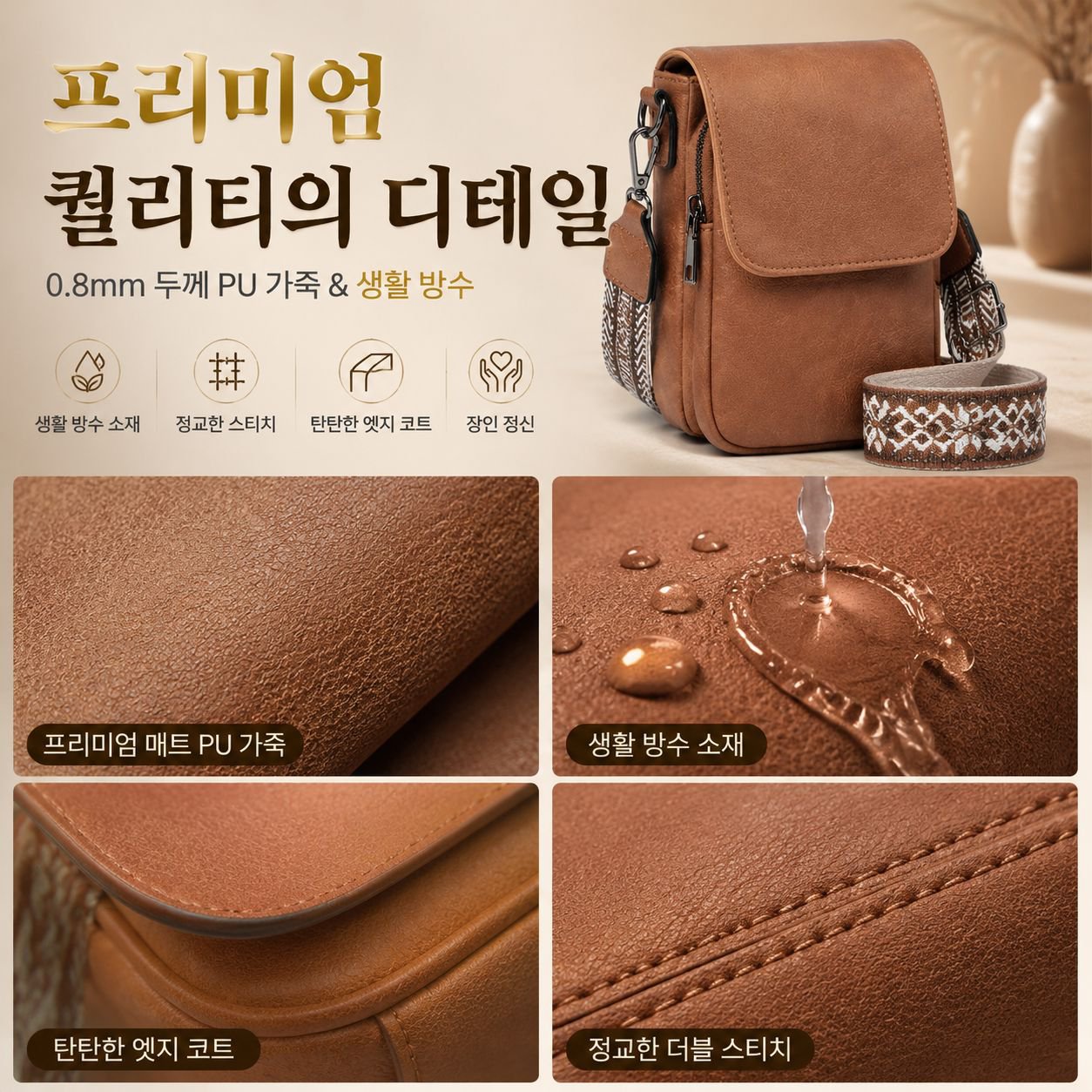 여성 소형 더블 칸 핸드폰 가방 부드러운 PU 레더 숄더 통근 크로스백