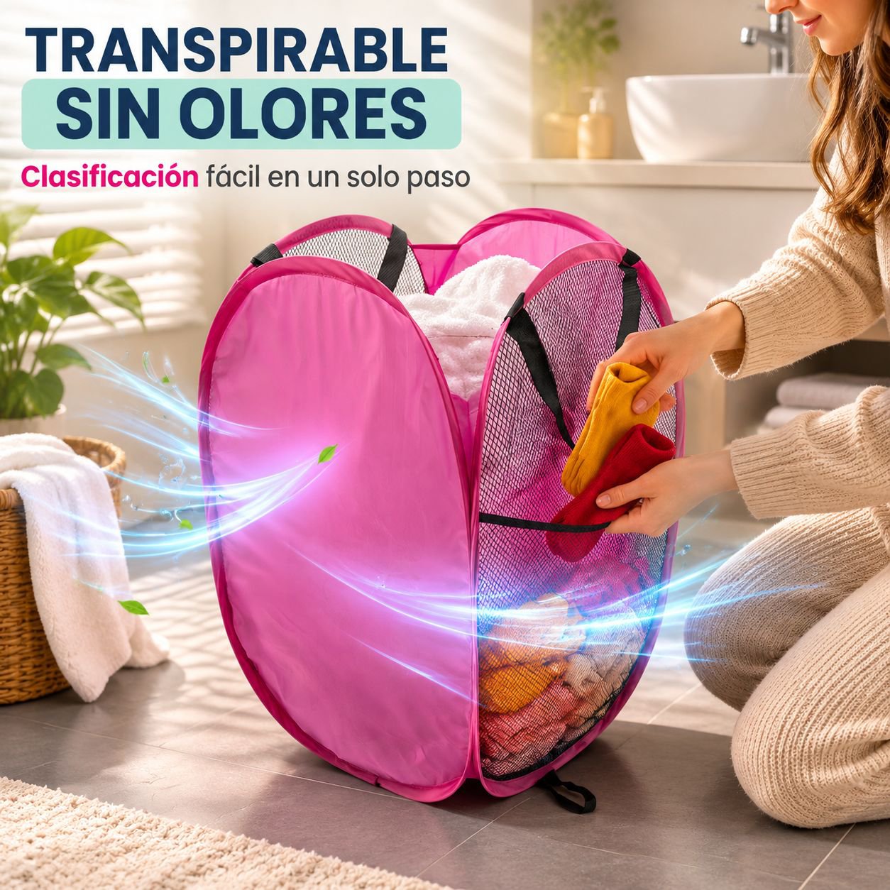 Cesta de ropa sucia plegable para almacenamiento