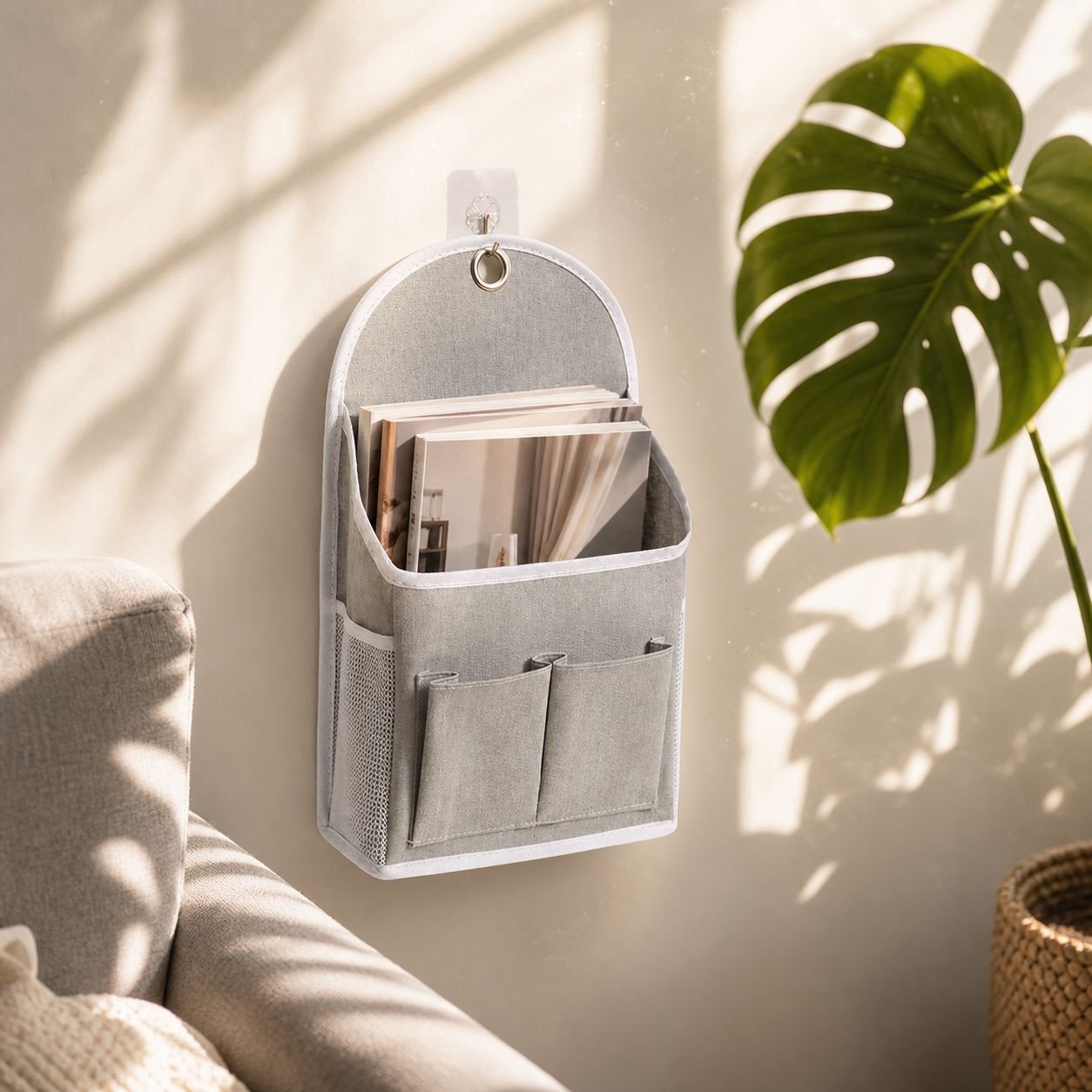 Leinen Hängeaufbewahrung hinter der Tür, mehrlagige Wandtasche