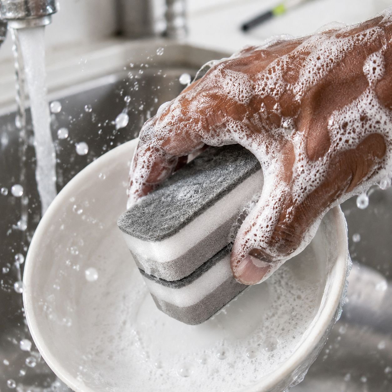 Durable bristles of brush sponge
