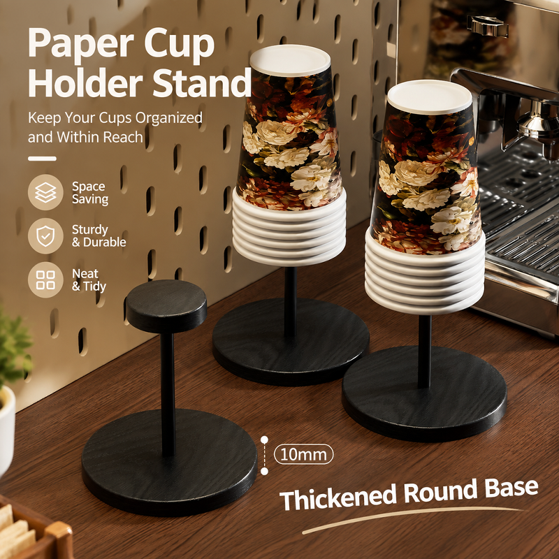 New Year's Style Walnut Color Paper Cup Holder, High-Value Paper Cup Holder, Solid Wood Cup Re