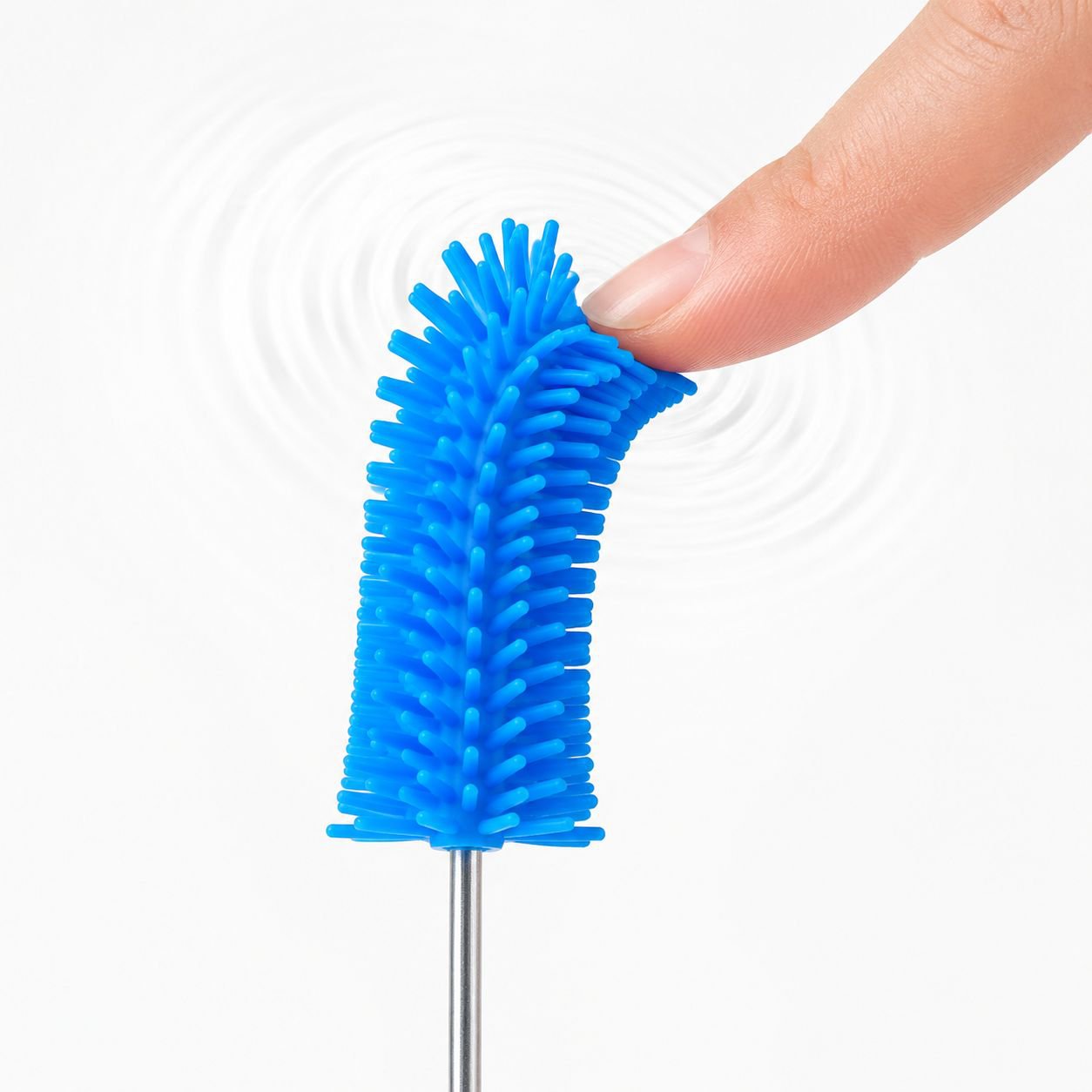 Ergonomic handle of stainless steel rotating cleaning brush