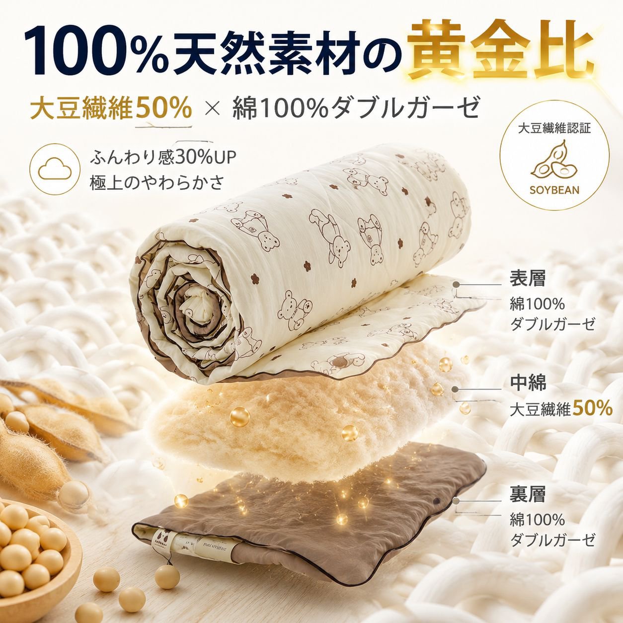 夏用活性染色ウォッシュコットン布団 二重夏用涼しい布団