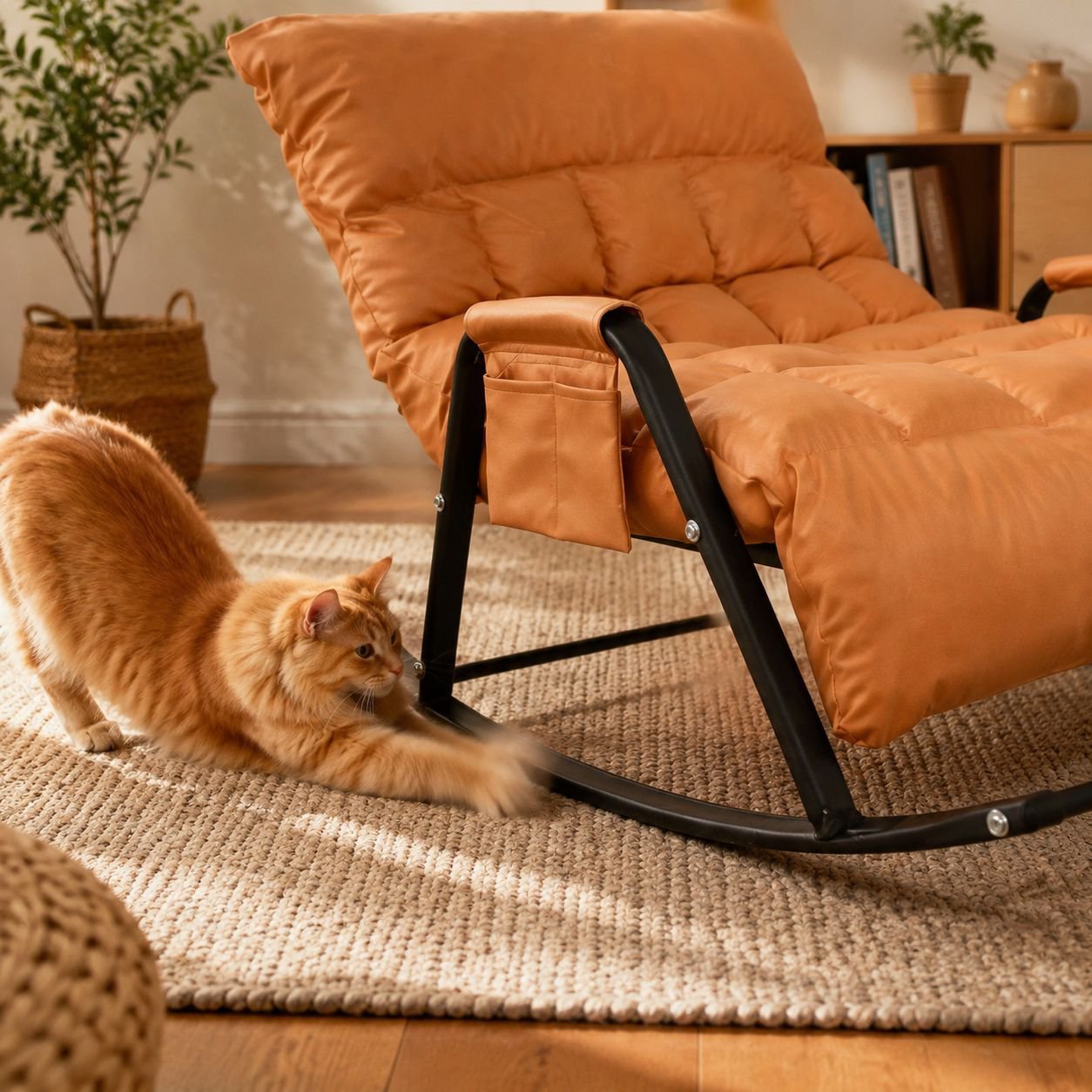 Spacious leisure double rocking chair for two