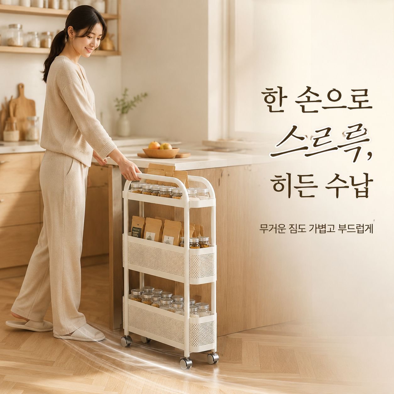 선반 틈새 주방 다용도 냉장고 틈새 수납장 야채 바구니 좁은 화장실 이동 카트