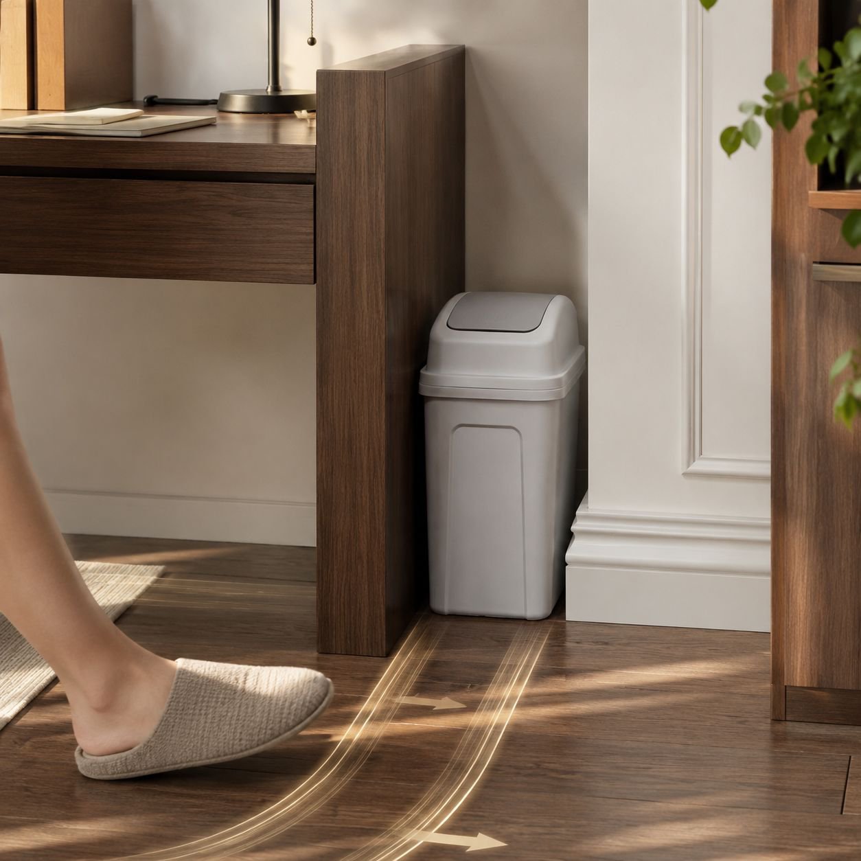 Household Trash Can with Handle and Swing Lid Design