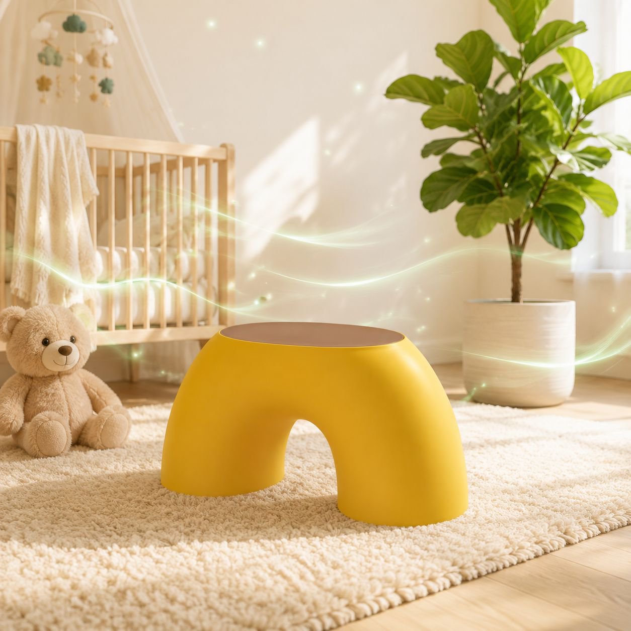 Regenbogenhocker als Dekoration im Kinderzimmer