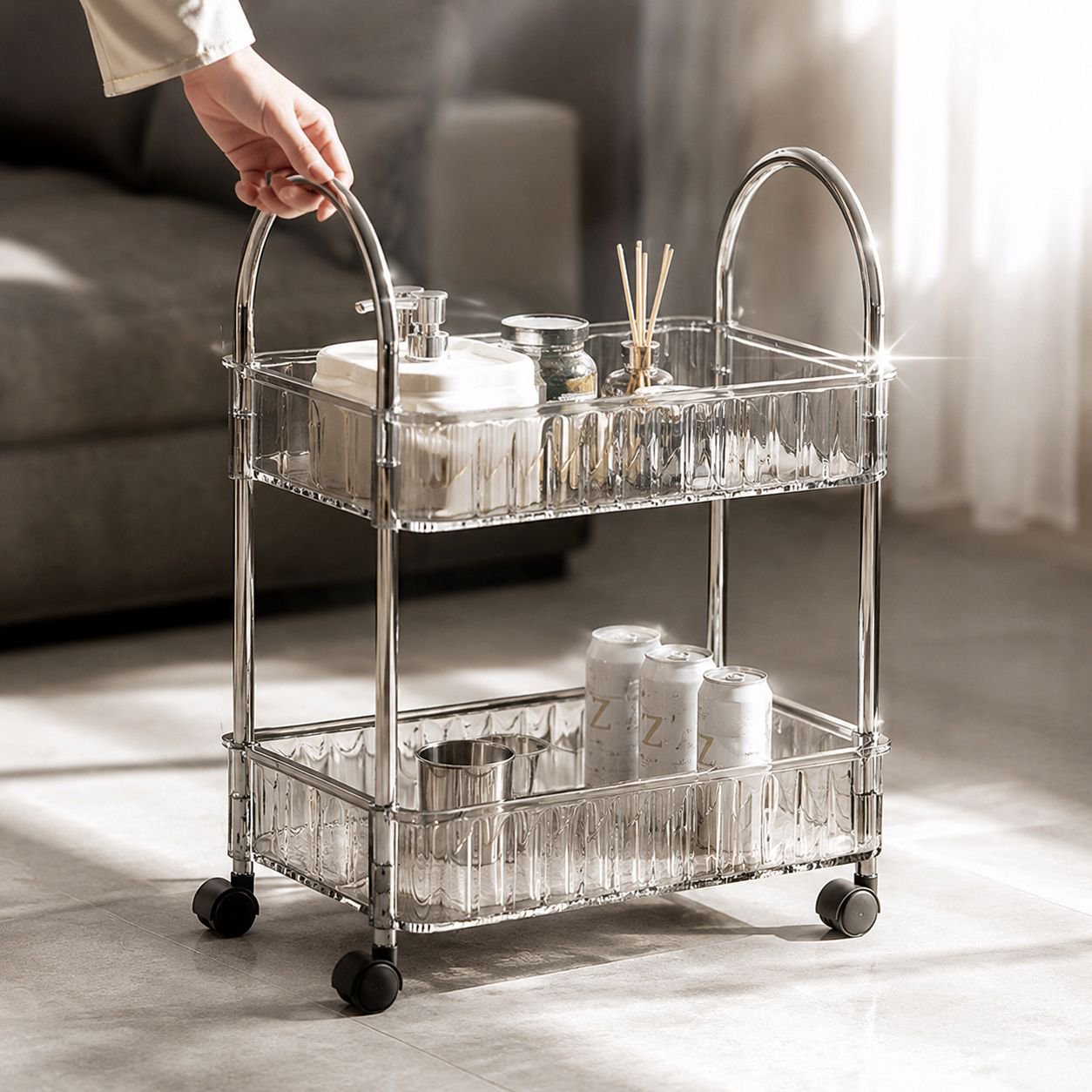Removable shelf trolley for kitchen appliances