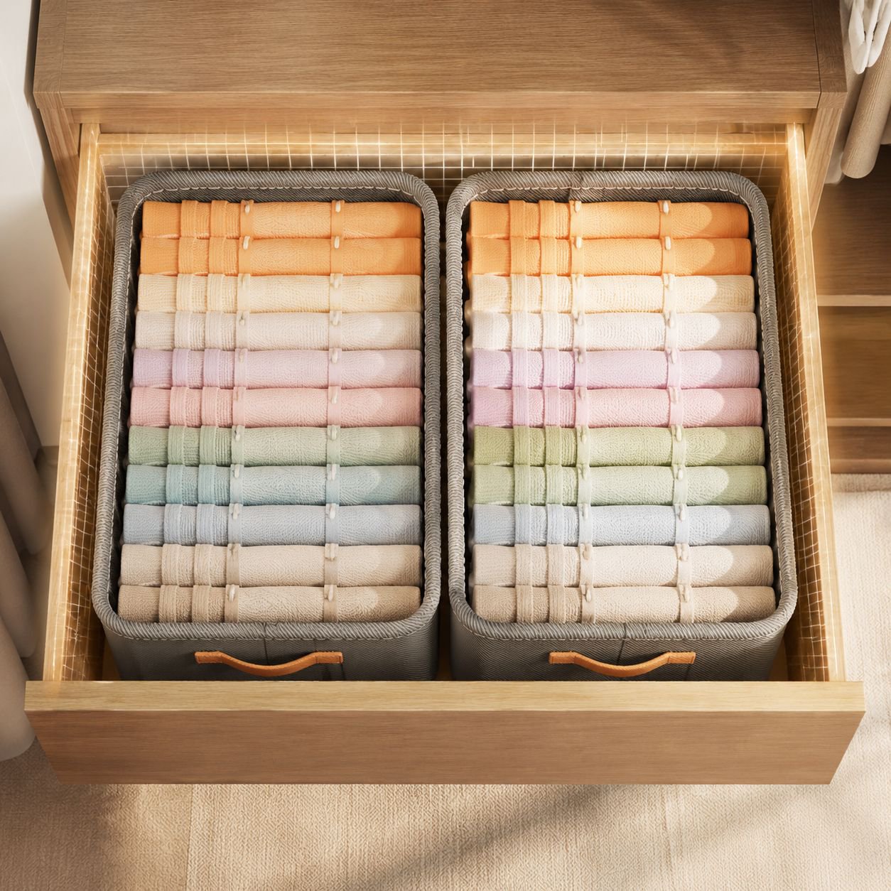 Closet shelf with 4-piece fabric storage box set
