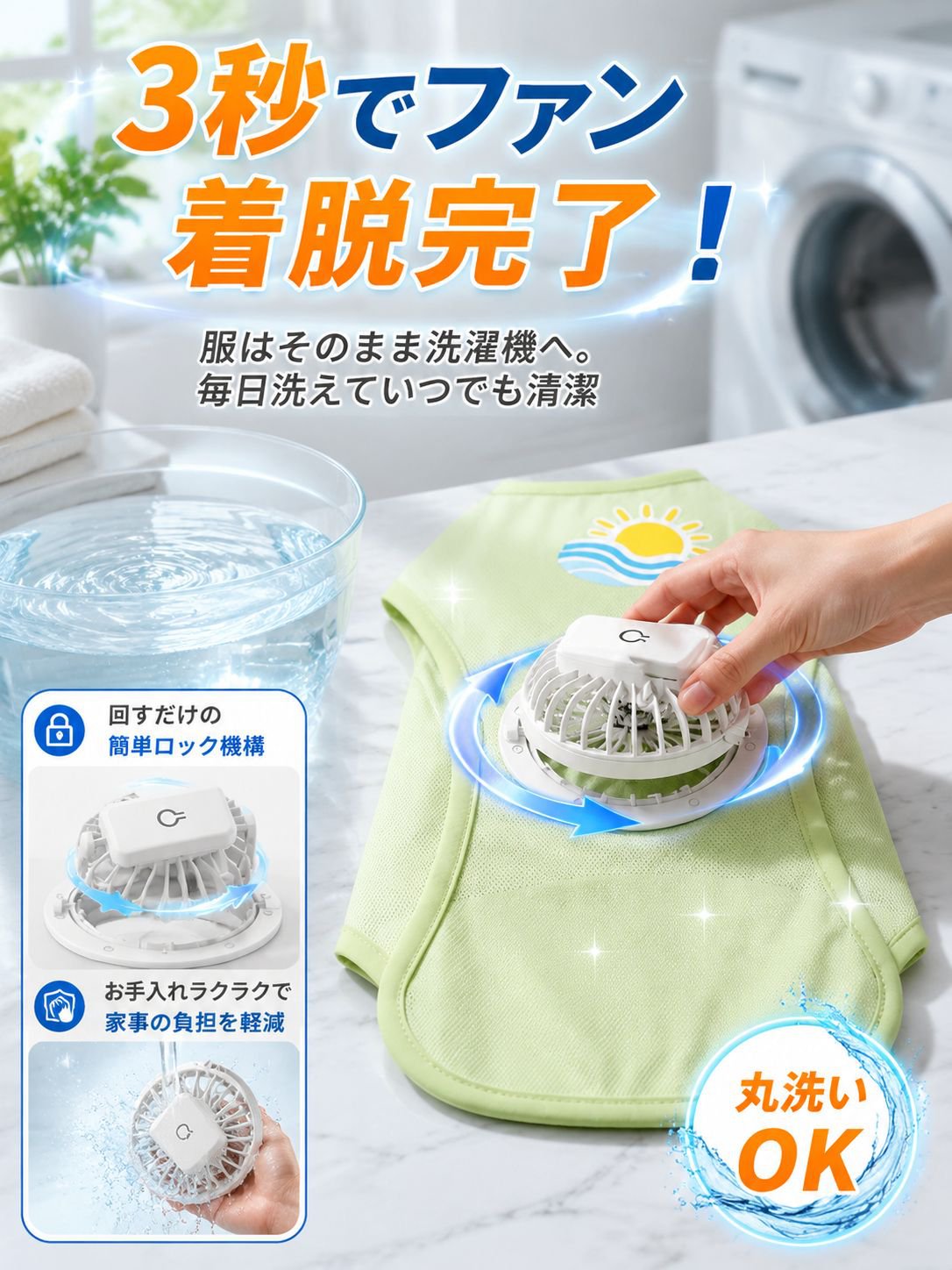 W涼感ペット服 ペット用クールベスト ファンポケット付き 夏に最適