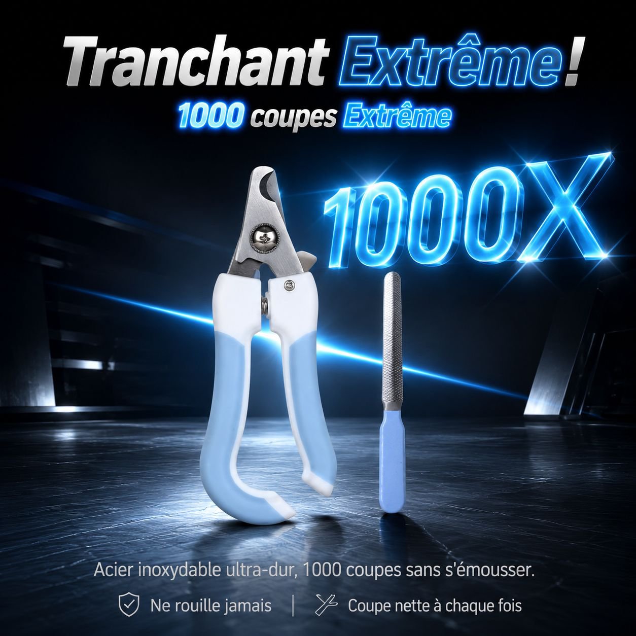 Kit coupe-ongles pour chats et chiens, avec lime en acier inoxydable