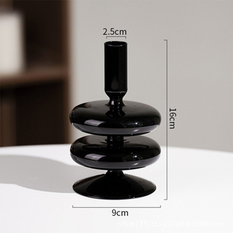 Black Glass Candle Holder, Modern Nordic Home Decoration