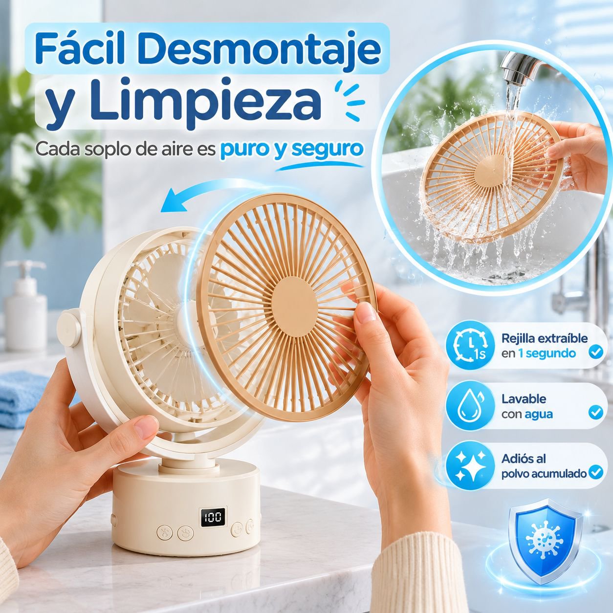 silencioso, oscilante, recargable por USB para el hogar
